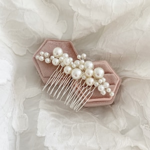 Margot ~ Pearl hair comb, Pearl hair accessories, Pearl hair slide, wedding hair comb, bridesmaid hair piece uk, bridal silver hair pin