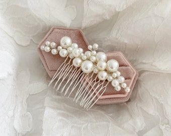 Margot ~ Pearl hair comb, Pearl hair accessories, Pearl hair slide, wedding hair comb, bridesmaid hair piece uk, bridal silver hair pin