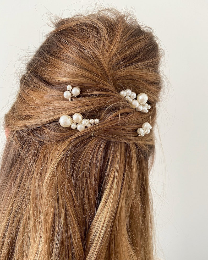 Margot Pearl hair comb, Pearl hair accessories, Pearl hair slide, wedding hair comb, bridesmaid hair piece uk, bridal silver hair pin image 5