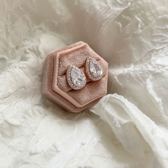 Morgan Rose Gold Earrings, Teardrop Earrings, Bridesmaid