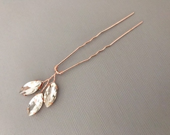 Megan ~ Rose gold wedding hair pins, hair pins bridal, hair accessories, crystal hair pins, rose gold wedding hair accessories