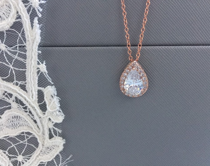 Gold Tear Drop Down Necklace / Simple Tear Lariat Necklace / Etsy