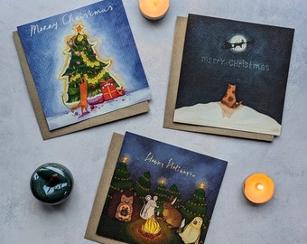 Kerstkaartenset '2021-2023' | set | Christmas cards | tree | cats | Merry Christmas | with envelopes | mix