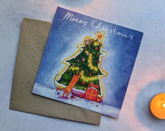 Kerstkaart 'De Poezen' | set | Christmas cards | tree | cats | Merry Christmas | with envelope | Christmas tree