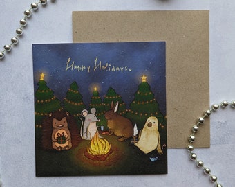 Christmas card 'Being together' | Christmas card | | animals celebrating Christmas together | sweet | with envelope