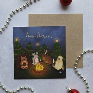 Christmas card 'Being together' | Christmas card | | animals celebrating Christmas together | sweet | with envelope