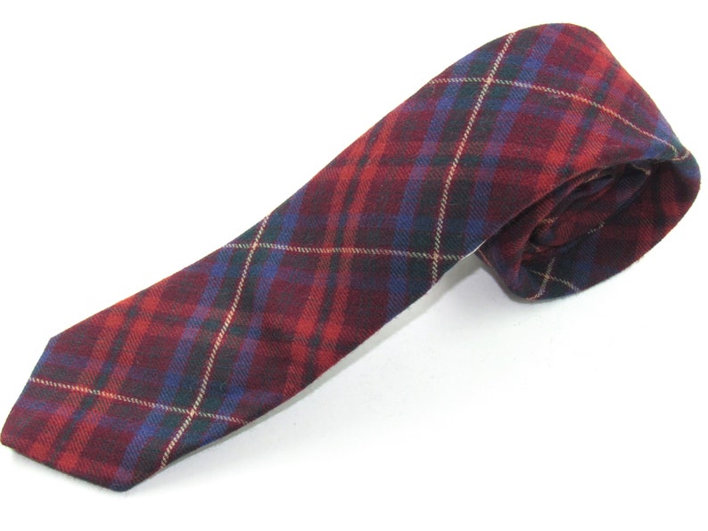Mens Vintage Tartan Neck Tie Plaid by Burt Pulitzer Necktie Slim 1960/'s