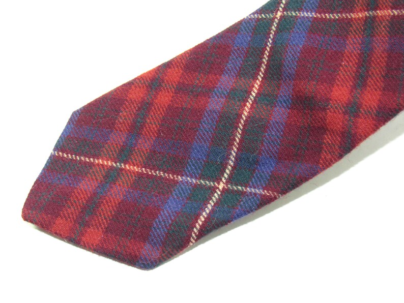 Mens Vintage Tartan Neck Tie Plaid by Burt Pulitzer Necktie Slim 1960/'s