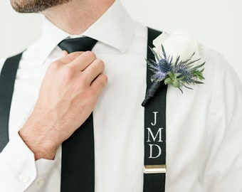 Set of 11 Monogrammed Mens Suspenders // Wedding Personalized Suspenders // Men Homecoming Prom Monogram Suspenders // Initial Suspenders //