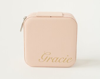 Personalized Jewelry Box | Travel Jewelry Case for Minimalist | Bridesmaid gift Personalized Leather Jewelry Box