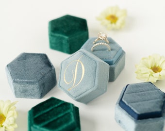 Personalized Ring Box | Velvet Ring Box With Initial | Letter on Ring Box | Wedding Detail Shots Ring Box | Wedding Ring Box | Velvet Ring