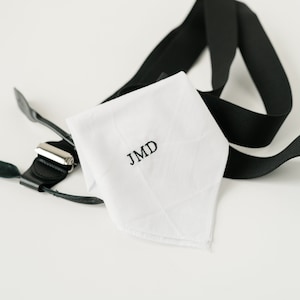 Monogram Handkerchief Monogram Hankie Men's Monogram Handkerchief Monogram Tissue for Groom Monogram Hankercheif White with Black image 1