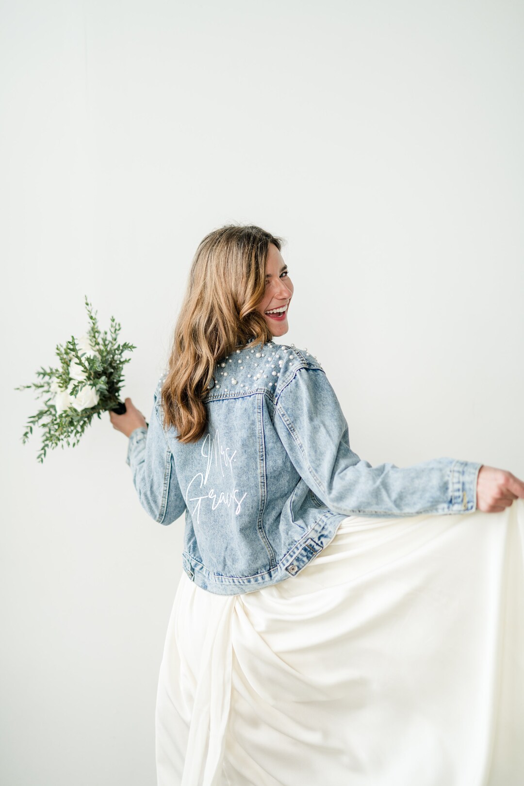 Pearl Mrs. Denim Jacket / Personalized Mrs. Denim Jacket