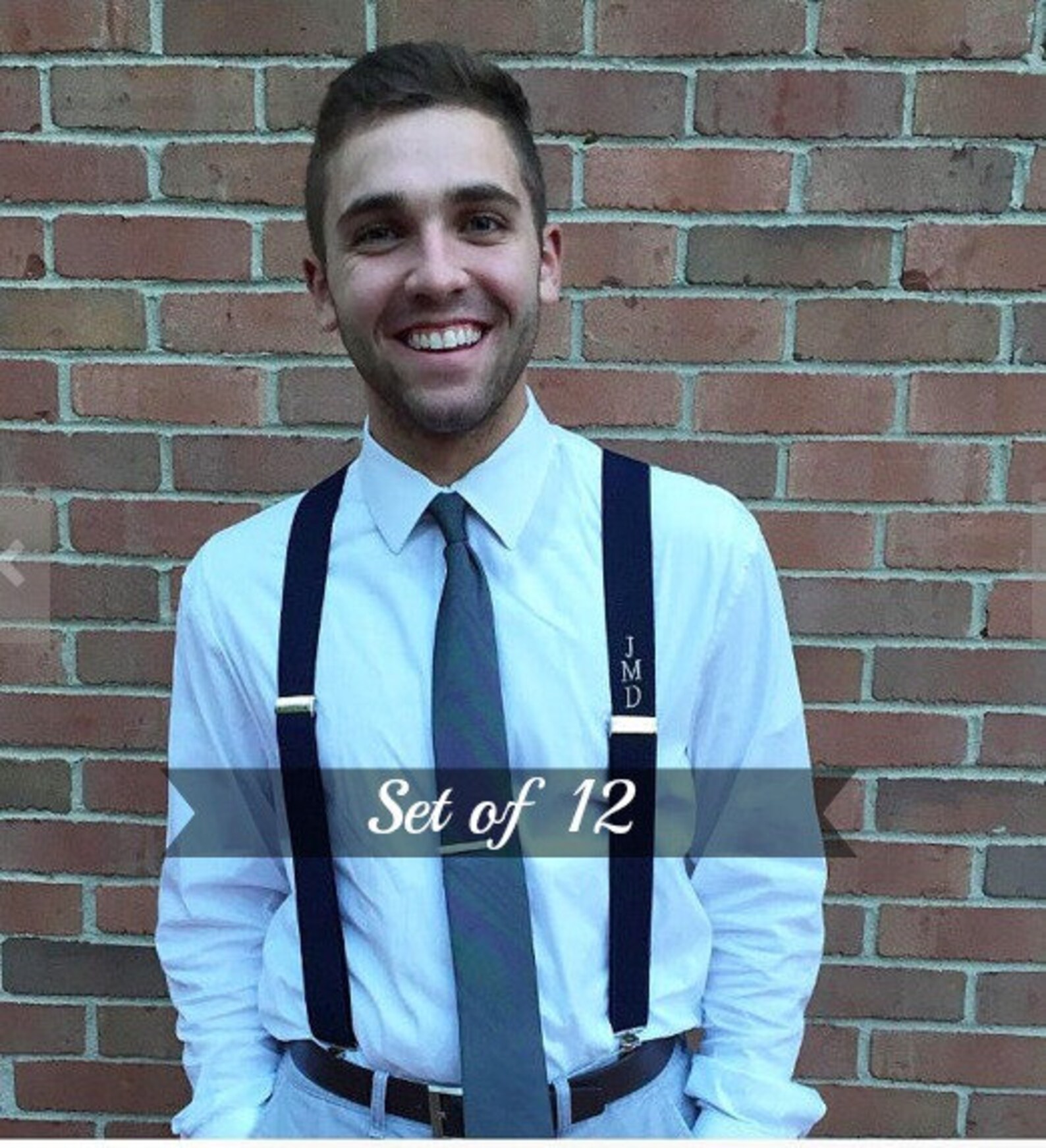 Set of 12 Monogrammed Mens Suspenders // Wedding Personalized Etsy