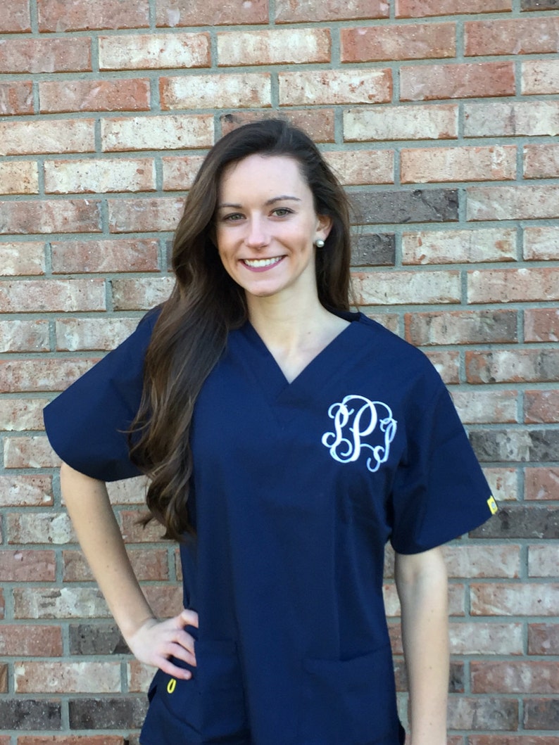 Monogrammed Scrubs // Nurse Monogram Scrubs // Personalized Etsy
