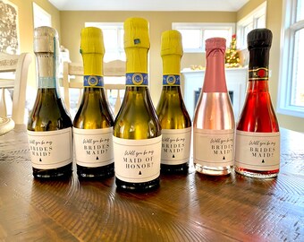 Will You Be My Bridesmaid Wine Label / Will You Be My Maid of Honor Wine Labels Bridesmaid Proposal Mini Wine Label Instant Download