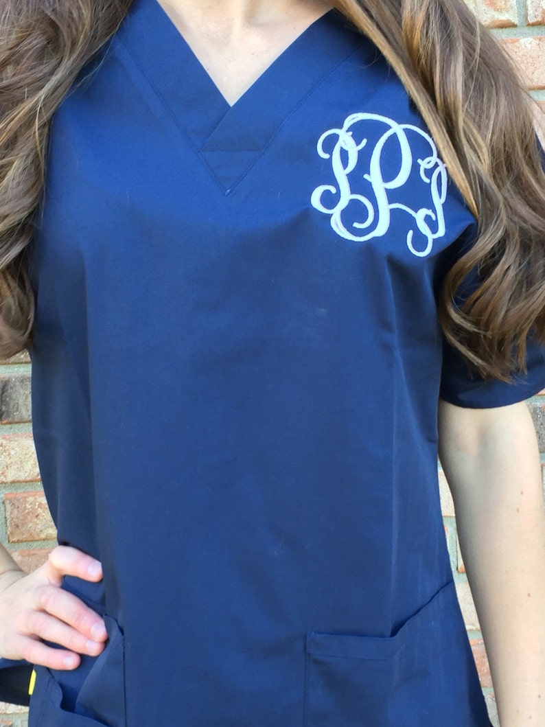 Monogrammed Scrubs // Nurse Monogram Scrubs // Personalized Etsy