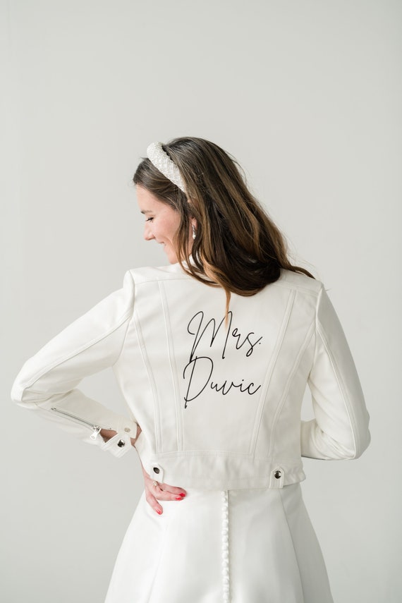 Leather Personalized Jacket | Mrs. Jacket Leather | White Leather Jacket Bride Bachelorette Party Jacket Leather |