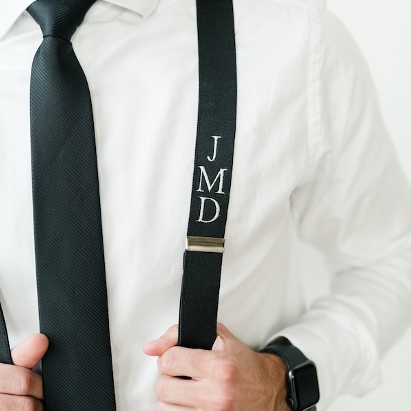 Set of 8 Monogrammed Men's Suspenders // Wedding Personalized Suspenders // Men Homecoming Prom Monogram Suspenders // Initial Suspenders //