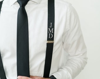 Set of 14 Monogrammed Mens Suspenders // Wedding Personalized Suspenders // Men Homecoming Prom Monogram Suspenders // Initial Suspenders //