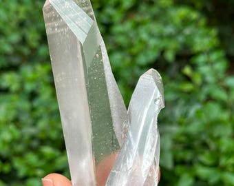 Brasilien Lemurian Samen Zeit Links Quarz Zwillinge Kristallpunkt / Akashic Striation / Heilung / Meditation / besonderes Geschenk-238 g