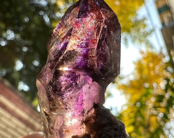 Rare Clear Super 7 Amethyst Quartz Scepter Crystal Point Pyramid Included/Specimen/Super energy Healing Crystal/Reiki- 63 g