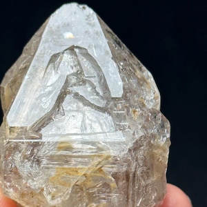 Himalayan Double Terminated Rainbow Fenster Skeletal Enhydro Quartz Crystal - Moving Water+Volcanic Mud Clay Included/Specimen/Healing-70 g