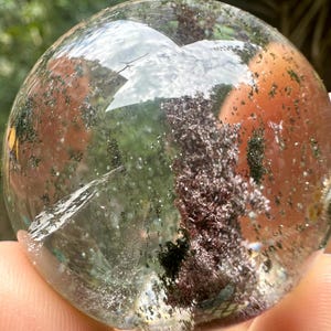 Rare Clear Purple&Green Phantom Quartz Crystal Sphere/Inclusion Quartz Ball/Chlorite Scenic Crystal/Garden Quartz Sphere/Mud Included-45 mm