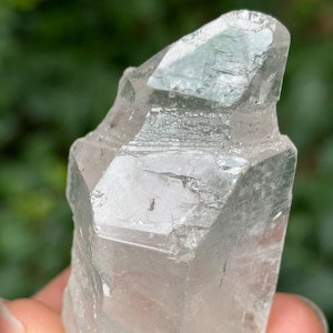 Natural Clear Record-keeper Growth Interference Quartz Crystal Point/Himalayan Crystal Specimen/Meditation Stone-64 g
