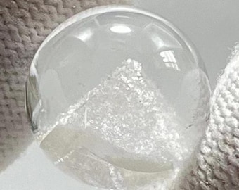 Clear Pyramid Phantom Crystal Ball,White Calcite Include in Natural Clear Crystal,Crystal Bead Pendant,Necklace Making,Healing Crystal