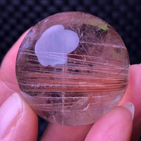 1.37"Rare Clear Golden Rutilated Quartz Sphere/Shining Rutile Quartz Sphere/Rutilated Crystal Ball-35 mm