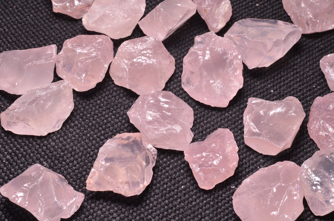 Translucent Pink Crystal Raw Rose Crystal Beads/drilled Clear Pink Crystal Chunks/rose Quartz ...