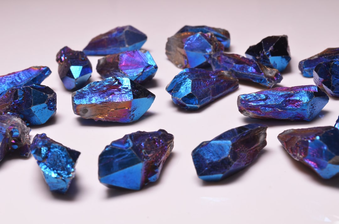 Blue Titanium Plated Quartz Points/natural Solar Etsy
