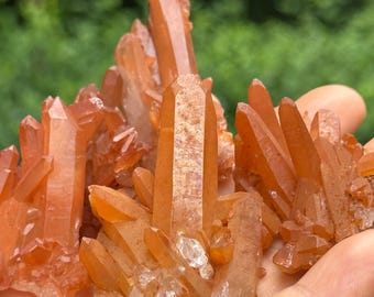You Pick! Tangerine Red Hematite Quartz Crystal Cluster/Reiki/Healing Crystal/Meditation/Quartz Specimen/Palm Size/Worry Stone/Pocket Stone