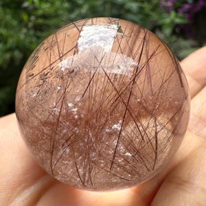 Natürliche klare Cooper Rutilquarz Kristallkugel / klare Nadel Rutilquarz Kugel / Einschluss Quarzkristall Orb - 37.5 mm
