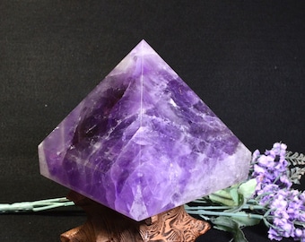 3lbs  Large Amethyst Pyramid/Natural Ametrine Crystal Pyramid/Purple Crystal Quartz Triangular Pyramid/Not Dyed/Not Heated/1345g/104*195mm