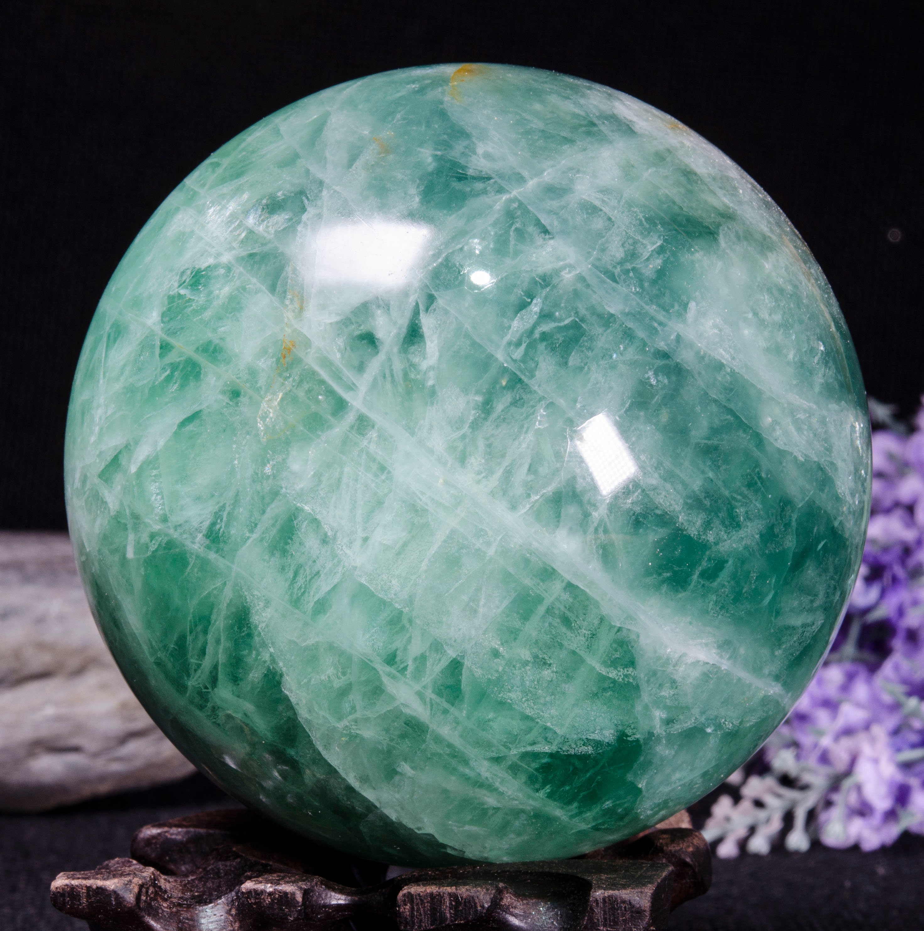 3.5Large Beautiful Green Tats Fluorite Sphere/Green Ball/Colorful Rocks/Healing Stone/Chakra/Zen/Med