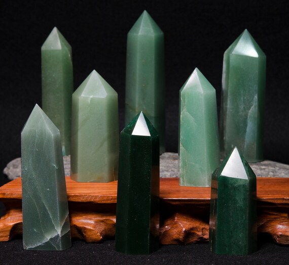 Aventurine Tower Semi Polished Self Standing Natural Sides Rough Sides Top Polished Green Aventurine Point
