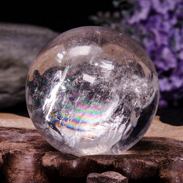 Natural Best Clear Rainbow Crystal Quartz Sphere/Rainbow Crystal Ball/Rare Quartz/Special Gift/Fortune Teller Quartz Ball/Healing-44 mm