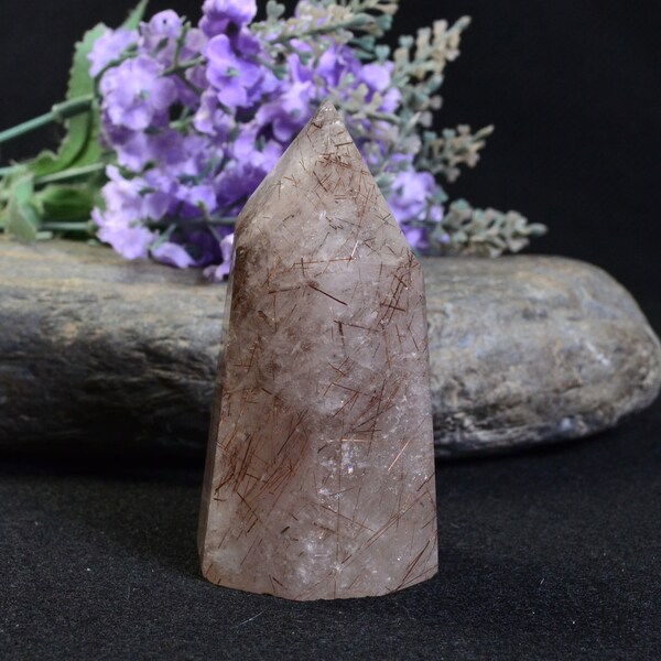 Natural Rutilated Copper Red Quartz Tower,Golden-red Inclusions Crystal Point,Copper Rutile,Golden Rutile,Golden Rutilation,Rabbit Hair 3''