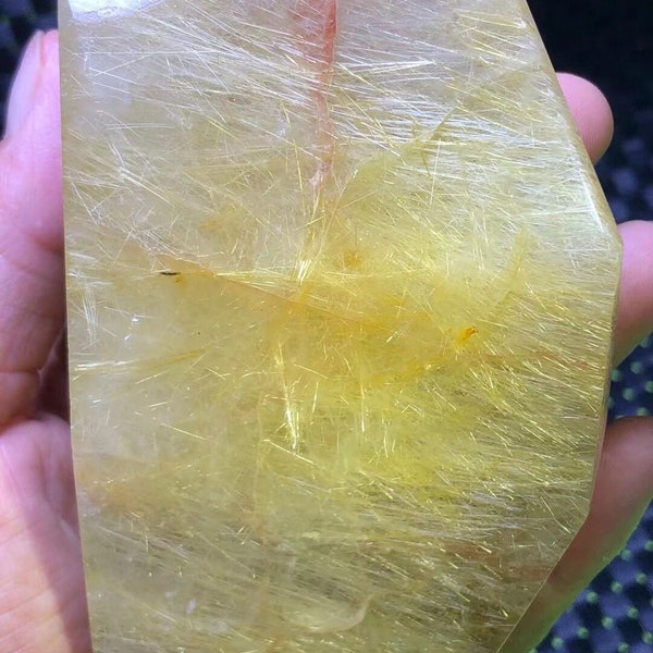 Large Natural Golden Rutilated Quartz Crystal Chunk-Polished/Golden Needls Included/Crystal Collection/Special Crystal Gift-108*76*32mm340 g
