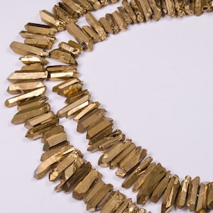 Golden Sheen Titanium Raw Crystal Quartz Points/Titanium Aura Raw Crystal beads for Crown,Pendant,Earring-Approx.15~25mm