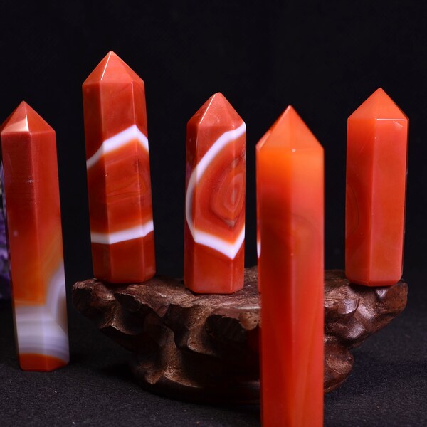 Natural Red Agate Towers,Red Carnelian Points,Carnelian Obelisk,Manipura Chakra,Third Chakra,Solar Plexus Chakra,Jewelry Making,30-110mm