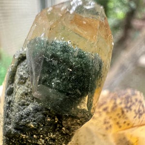 Clear Himalayan Green Phantom Quartz Golden Crystal from Tibet/Chlorite Quartz/Healing Crystal/Energy Quartz/Meditation- 369 g