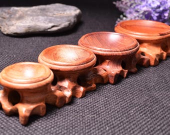 Hand Carved Round Wooden Sphere/Ball/Specimen Stand/Handmade wood stand