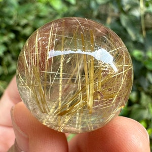 1.1"Rare Clear Golden Rutilated Quartz Crystal Sphere/Crystal Quartz Ball/Scenic Quartz Crystal Ball-28mm