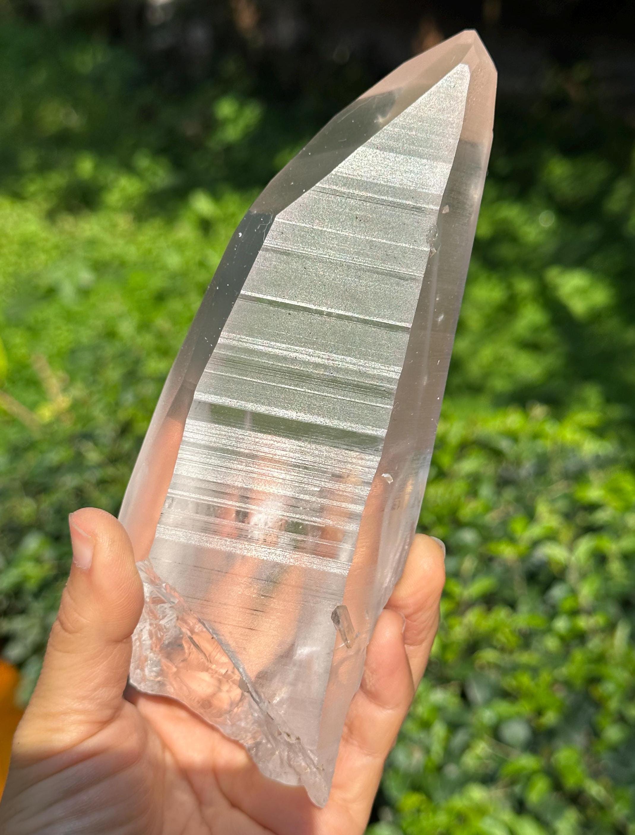 Seltenes Perfektes klares Messer Kristall Laser Muzo Lemurian Samen Quarz/Akashic Striation/Meditation-641 g