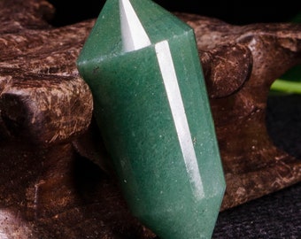 AAAAA 24 Sided Double Terminated Green Aventurine Quartz Point /Vogel Points Wand Healing/Stick/wicca/pagan/metaphysical/reiki 29g#1905