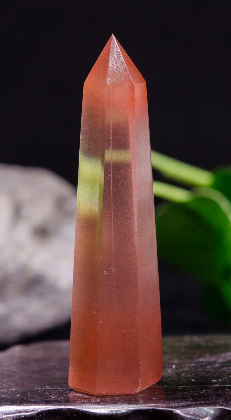 Amphibole Angel Phantom Lodolite Quartz Crystal PointClear Quartz Tower with Red Angel Feathers IncludedCrystal PointCrystal TowerReiki