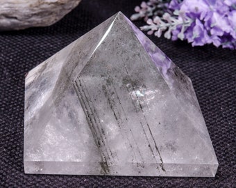 Clear Green Phantom Quartz Pyramid/Rainbow Crystal Pyramid/Healing Crystal/Love Stone/Meditation/Altar/Tumbled Quartz-43*35mm 65g#4621